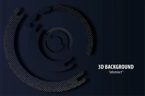 Dark black geometric background 3d paper cut Stock Illustration