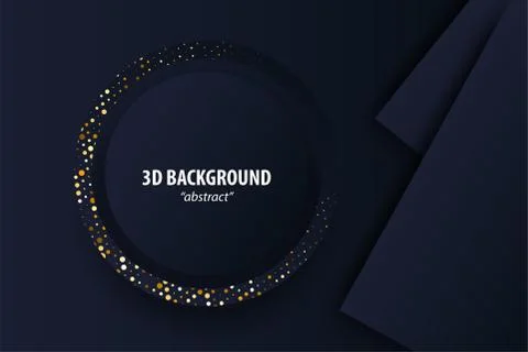 Dark black geometric background 3d paper cut Stock Illustration