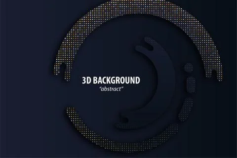 Dark black geometric background 3d paper cut Stock Illustration