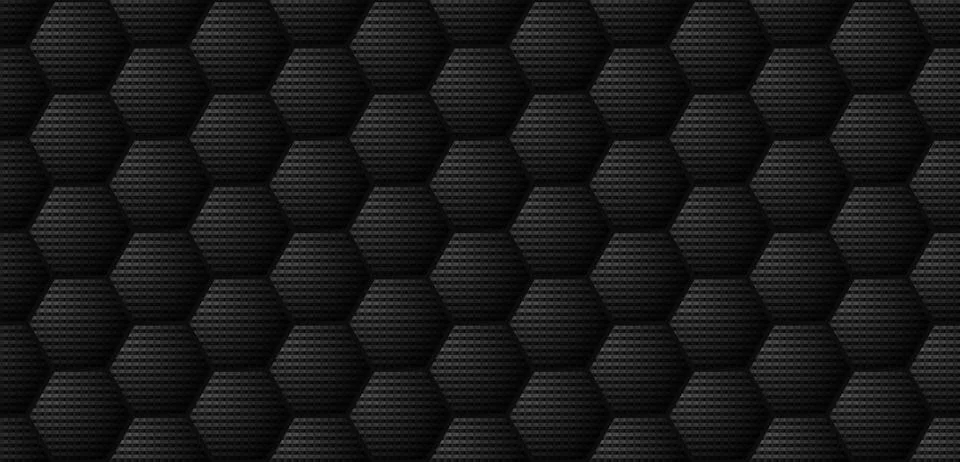 Dark black Geometric hexagonal grid Carbon fiber background Stock Illustration