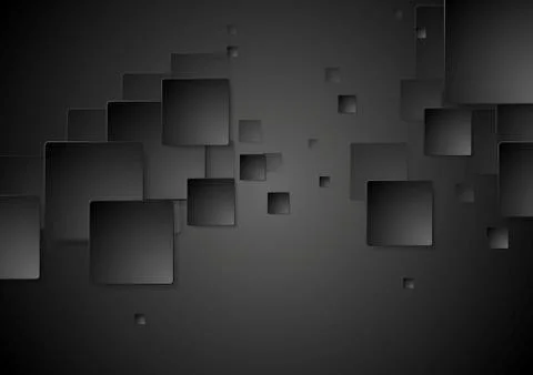 Dark black geometric squares tech background イラスト素材
