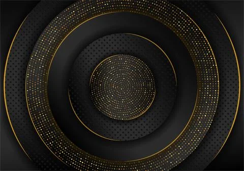 Dark black with gold dots pattern metal background for wallpaper dan printing Illustrazione stock