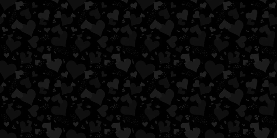 Dark Black Hearts Seamless Pattern. Vector Illustration Background Art For Happy Stock Illustration