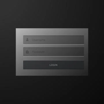 Dark black login form user interface template design Illustrazione stock