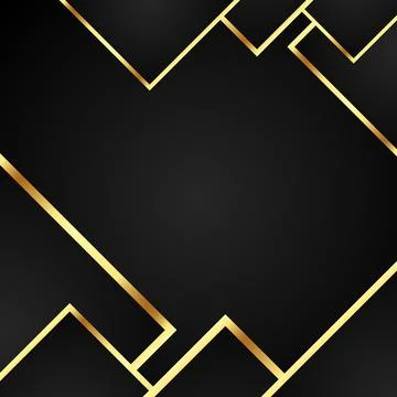 Dark Black luxurious background square shape with golden line for social Stock Illustration