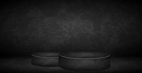 Dark black panoramic pedestal background with glow - Vector Illustrazione stock