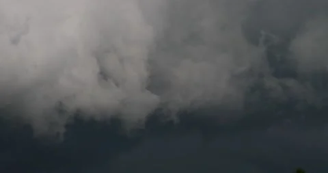 Dark black storm clouds ready for a thunderstorm close up Stock Footage 207929847