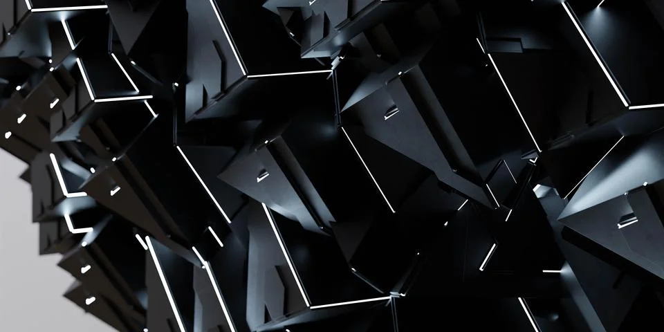 Dark black technology computer surface 3d render illustration 스톡 일러스트