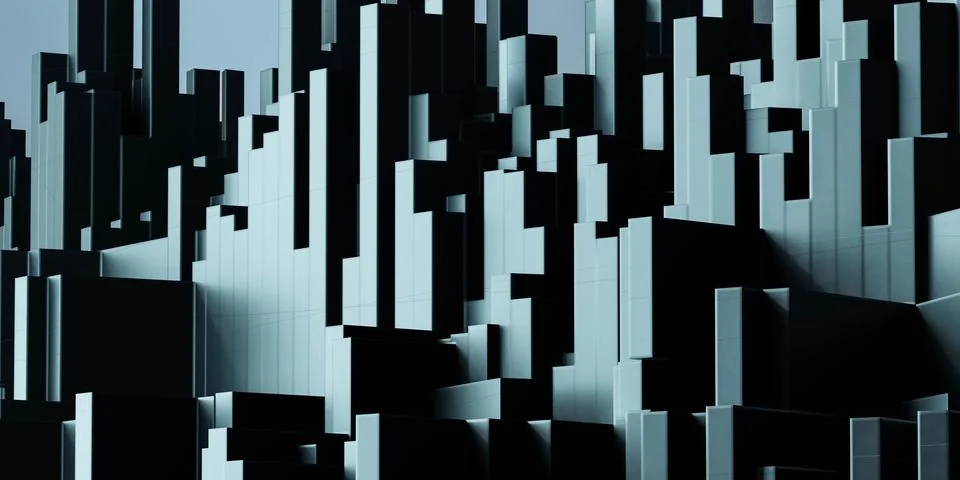 Dark black technology computer surface 3d render illustration Stock Illustration