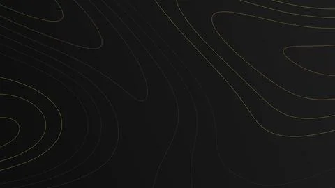 Dark black topographic background with thin gold contour waves, minimal lux.. Stock Illustration