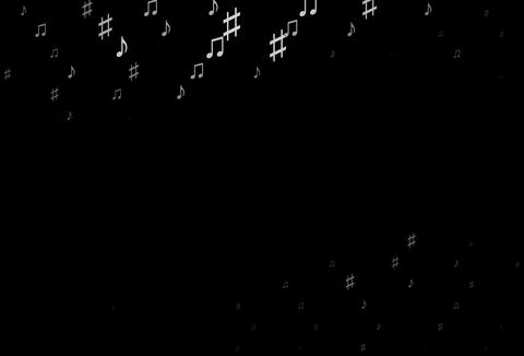 Dark Black vector backdrop with music notes. Illustrazione stock