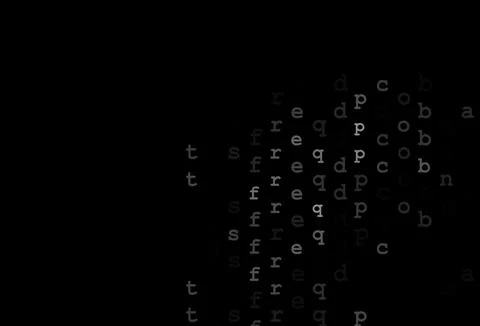 Dark black vector pattern with ABC symbols. Illustrazione stock