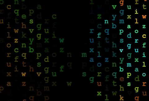 Dark black vector pattern with ABC symbols. Stock Illustration