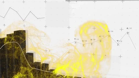 Dark blocks forming stepped bars while yellow cloud appearing lower-right 스톡 동영상 328225054