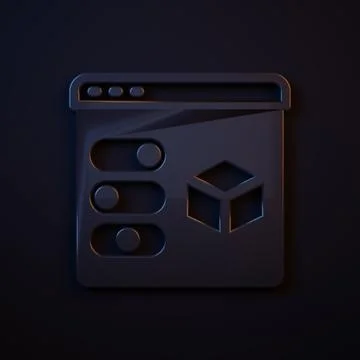 Dark-blue 3D printer icon isolated on black background. 3d printing. Minima.. Ilustração Stock