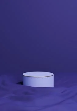 Dark blue 3D rendering minimal product display one luxury cylinder podium or Stock Illustration