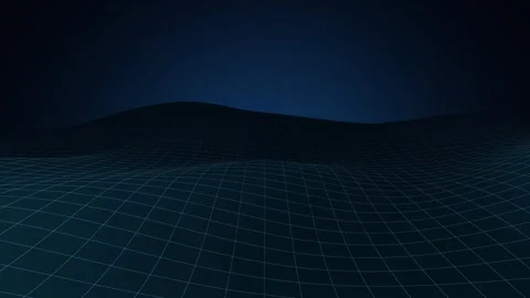 Dark blue 3d wireframe terrain mesh surface waving seamless loop animation Video stock 347081816