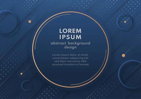 Dark blue abstract background with circle frame ring line and dot strip on .. Stock Illustration