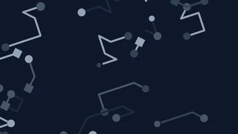 Dark blue abstract background featuring light blue geometric lines and nodes  Stockillustratie