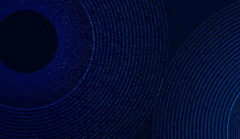 Dark blue abstract background featuring glowing concentric circles and Stock Illustration