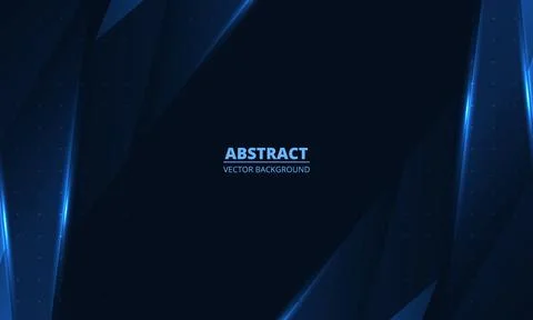 Dark blue abstract background with geometric dynamic glowing diagonal lines. Illustrazione stock