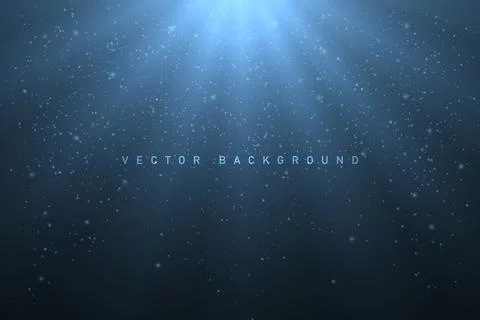 Dark Blue Abstract Background with Light Rays and Particles Stock Illustration