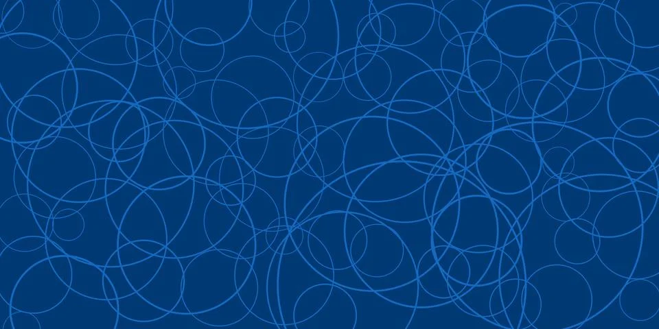 A dark blue abstract background showcases random pattern of circles, formin.. Stock Illustration