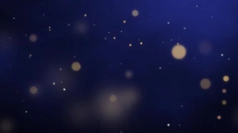 Dark Blue Abstract Bokeh Background with Glowing Golden Particles Video stock 345637660