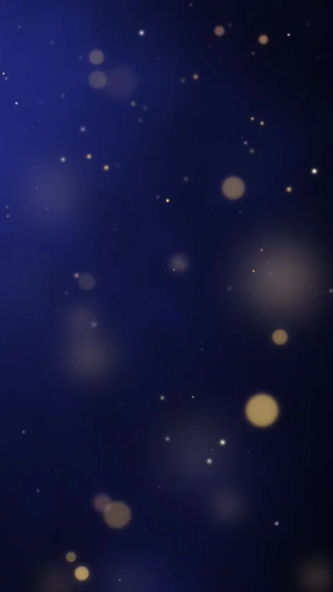 Dark Blue Abstract Bokeh Background with Glowing Golden Particles Vertical Video Stock Footage 345647572