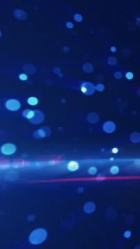 Dark blue abstract bokeh lights with glowing red line and digital streaks, .. Stock Illustration