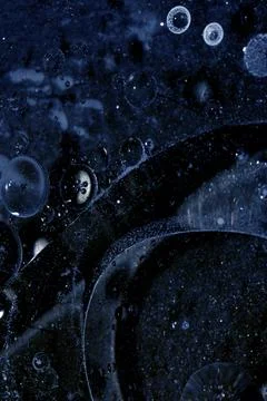 Dark Blue Abstract Circle Bubble Liquid Oil Background Stock Photos