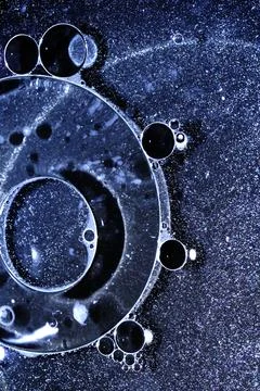 Dark Blue Abstract Circle Bubble Liquid Oil Background Stock Photos