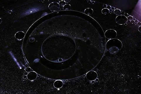 Dark Blue Abstract Circle Bubble Liquid Oil Background Stock Photos