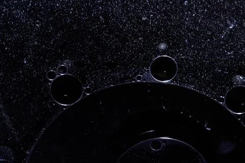 Dark Blue Abstract Circle Bubble Liquid Oil Background Stock Photos