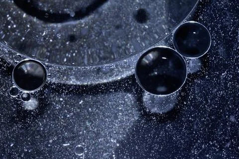 Dark Blue Abstract Circle Bubble Liquid Oil Background Stock Photos