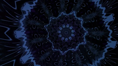 Dark blue abstract flower pattern with swirling lines Stock Footage 340236276