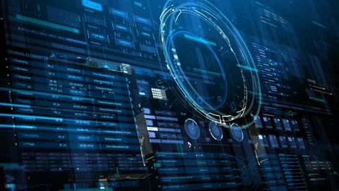 Dark blue abstract HUD technology motion background Stock Footage 170831148