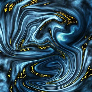 Dark Blue Abstract Marble Texture with Swirls and Gold Accents Stock Illustration