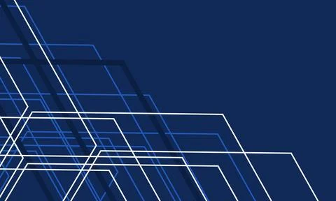 Dark blue abstract modern background with blue and white geometric lines and イラスト素材