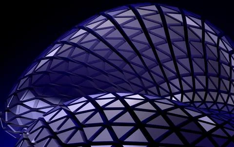 Dark Blue Abstract Polygon Mesh Background with Futuristic 3D Geometry 库存插图