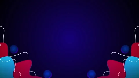 Dark blue abstract shape background red cyan forms, white flowing lines, round s Stock Footage 340400182