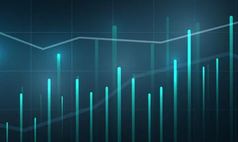 Dark blue abstract technology background with business candle stick graph chart 스톡 일러스트