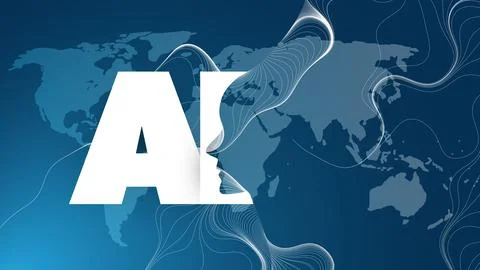 Dark Blue AI Agent, Digital Assistant, Artificial Intelligence, Modern Tech.. Stock Illustration