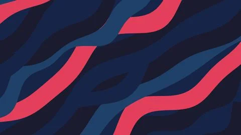 Dark blue and navy waves weave across a deep indigo canvas with bright pink r Иллюстрация