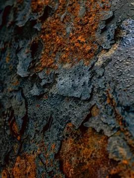 Dark Blue and Orange Rust Texture Abstract Peeling Metal Background Stock Photos