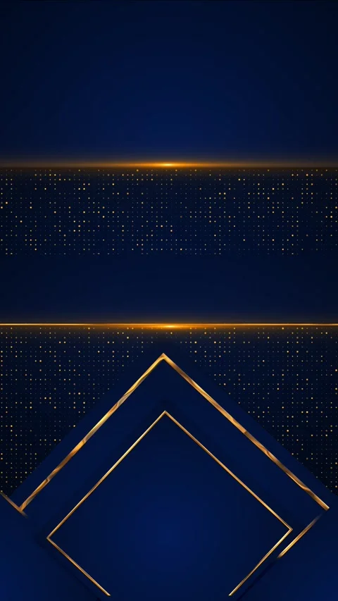 Dark blue angular forms, gold borders, and dotted textures build a refined layou Video stock 341019340