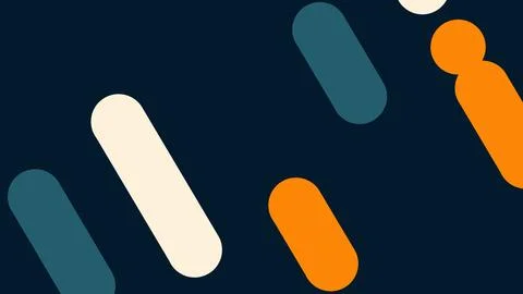 Dark blue backdrop with diagonal rounded rods in cream, teal, and orange colo 库存插图