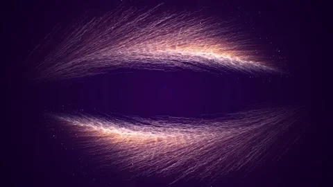 On a dark blue background, abstract golden feathers appear framing the middle of Stock Footage 261445871