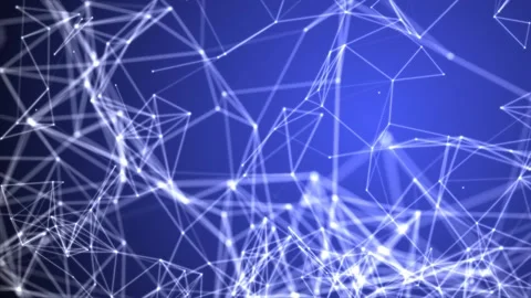 Dark Blue Background with Abstract Lines and Dots. Plexus Background Stock Footage 148419829