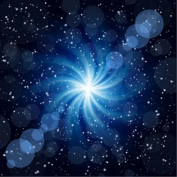 Dark blue background with big twirl star. Stock Illustration